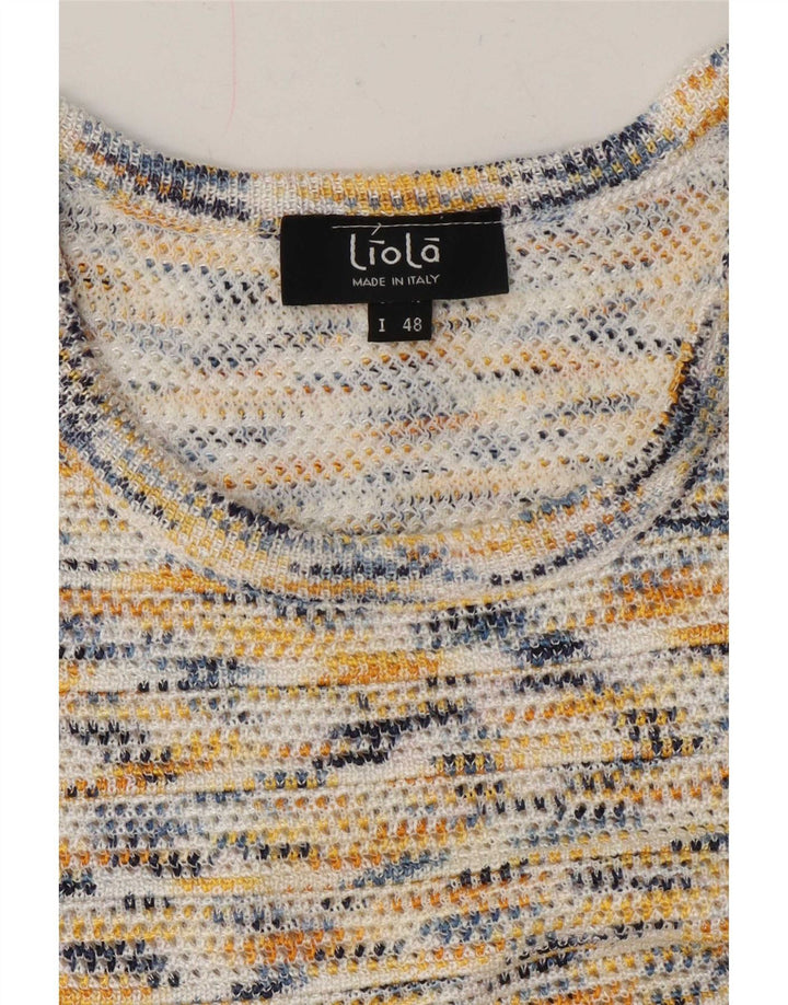 Liola Femme Crop Knit Blouse Top IT 48 XL Multicolore Moucheté