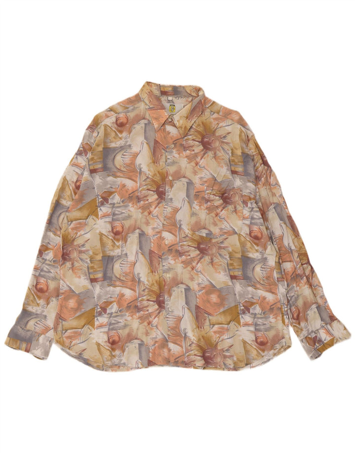 VINTAGE Chemise à motif abstrait pour homme Large Multicolore