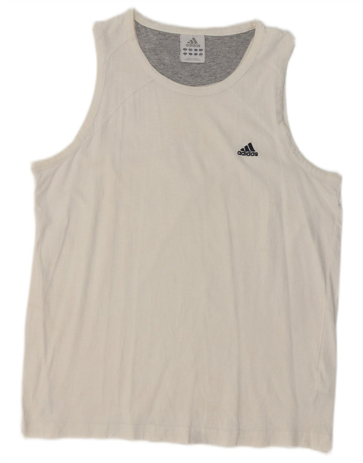 Adidas Débardeur Homme Blanc Moyen Coton