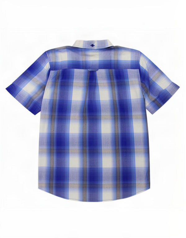 Ben Sherman Chemise à manches courtes pour garçon 10-11 ans Bleu à carreaux en coton