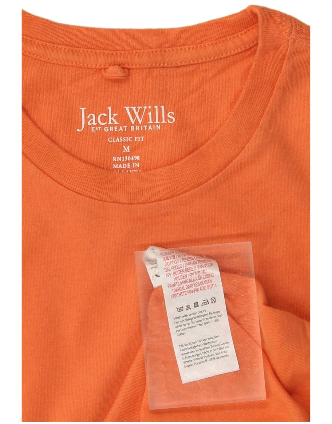 JACK WILLS T-Shirt Coupe Classique Homme Orange Moyen Coton