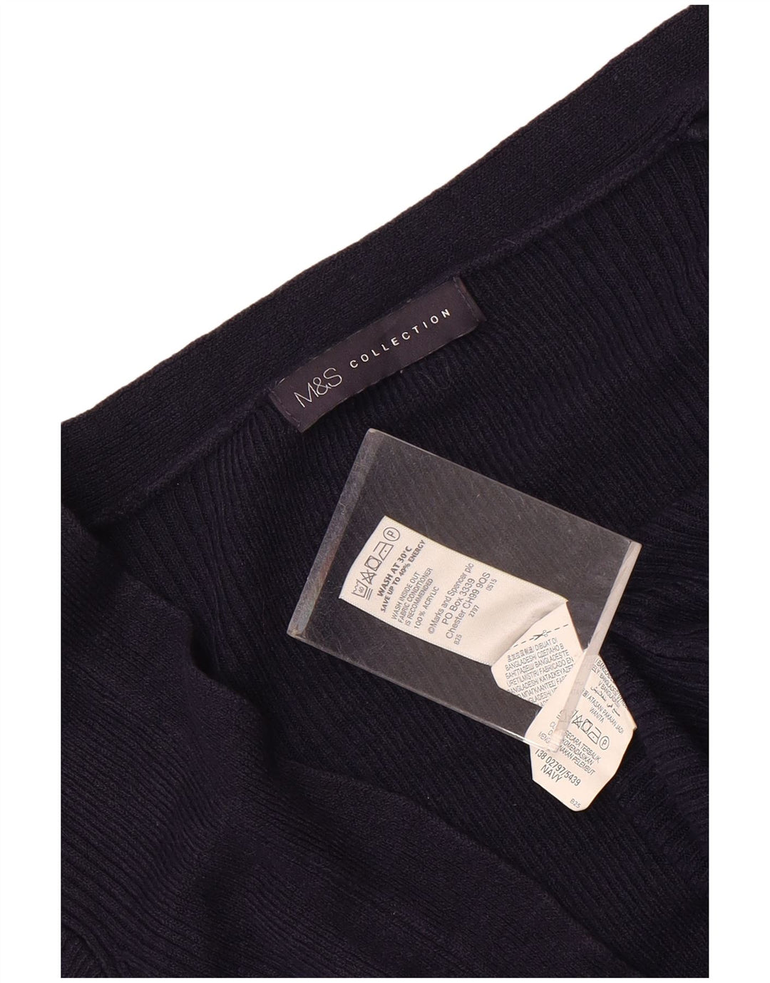 Marks & Spencer Pull cardigan long pour femme UK 14 Bleu marine moyen