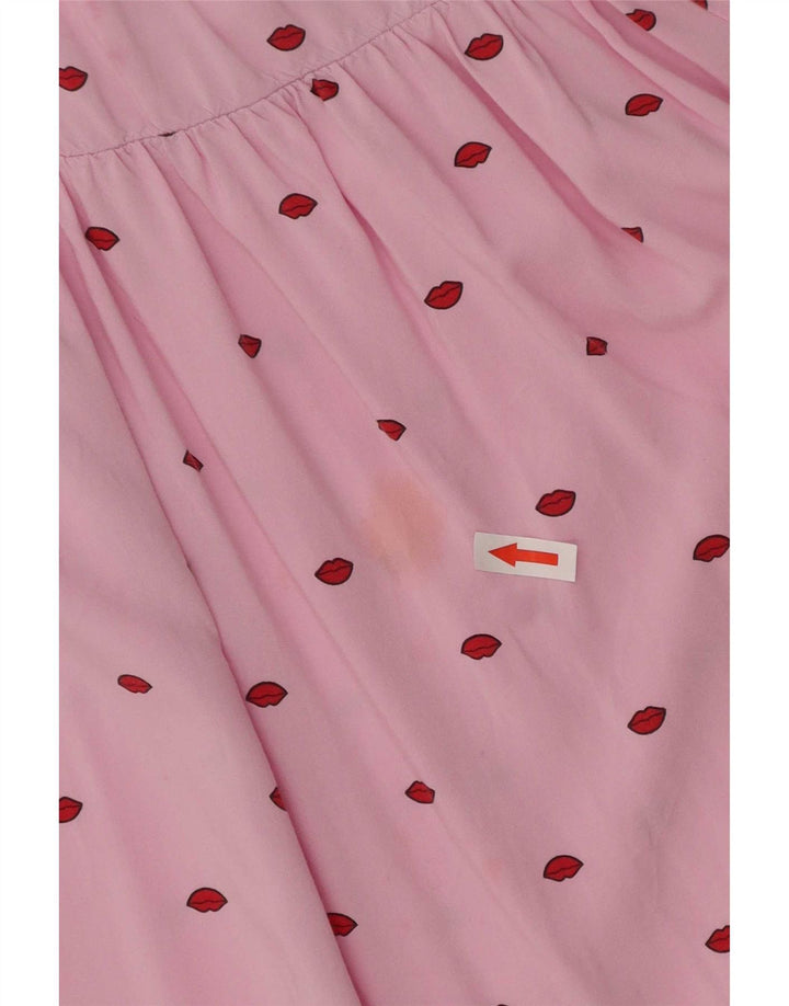 Benetton Robe trapèze à manches longues et motif abstrait pour femme UK 10 Small Rose