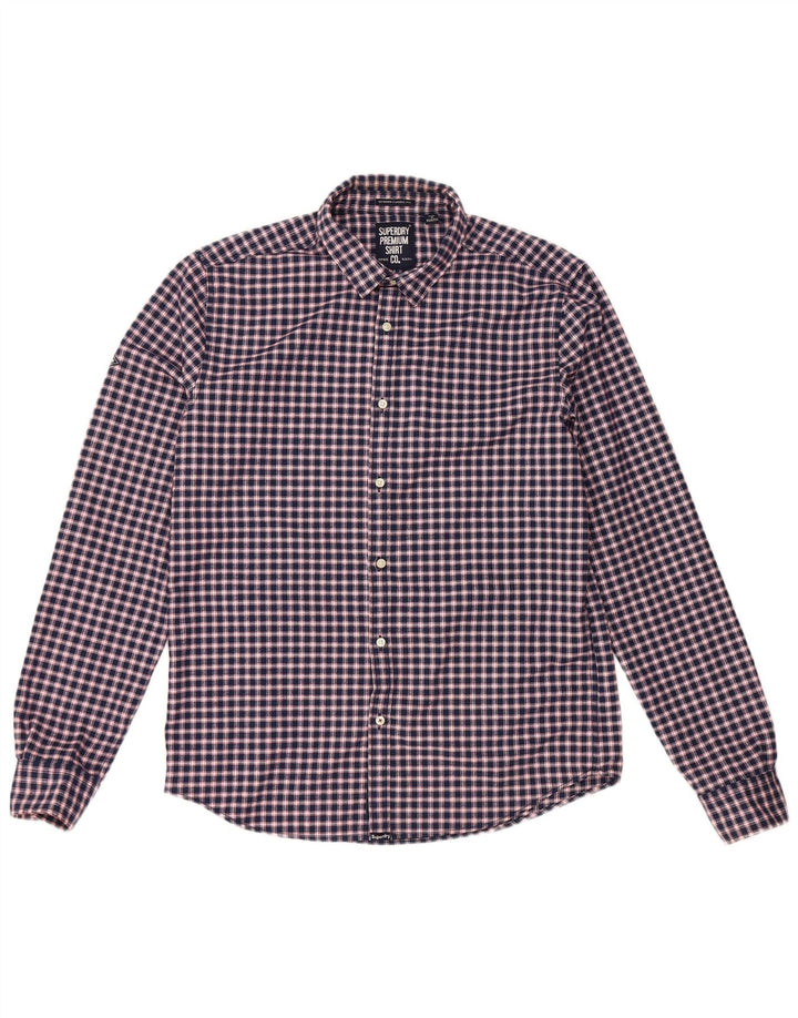 Superdry Chemise Classique En Flanelle Homme Bleu Marine À Carreaux Large Polyester