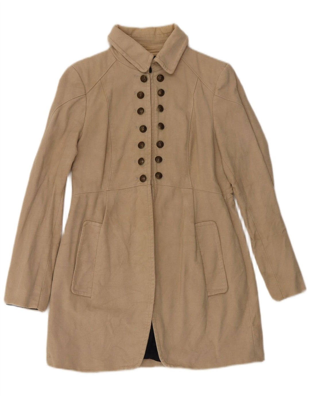 Zara Femme Pardessus UK 14 Grand Coton Beige