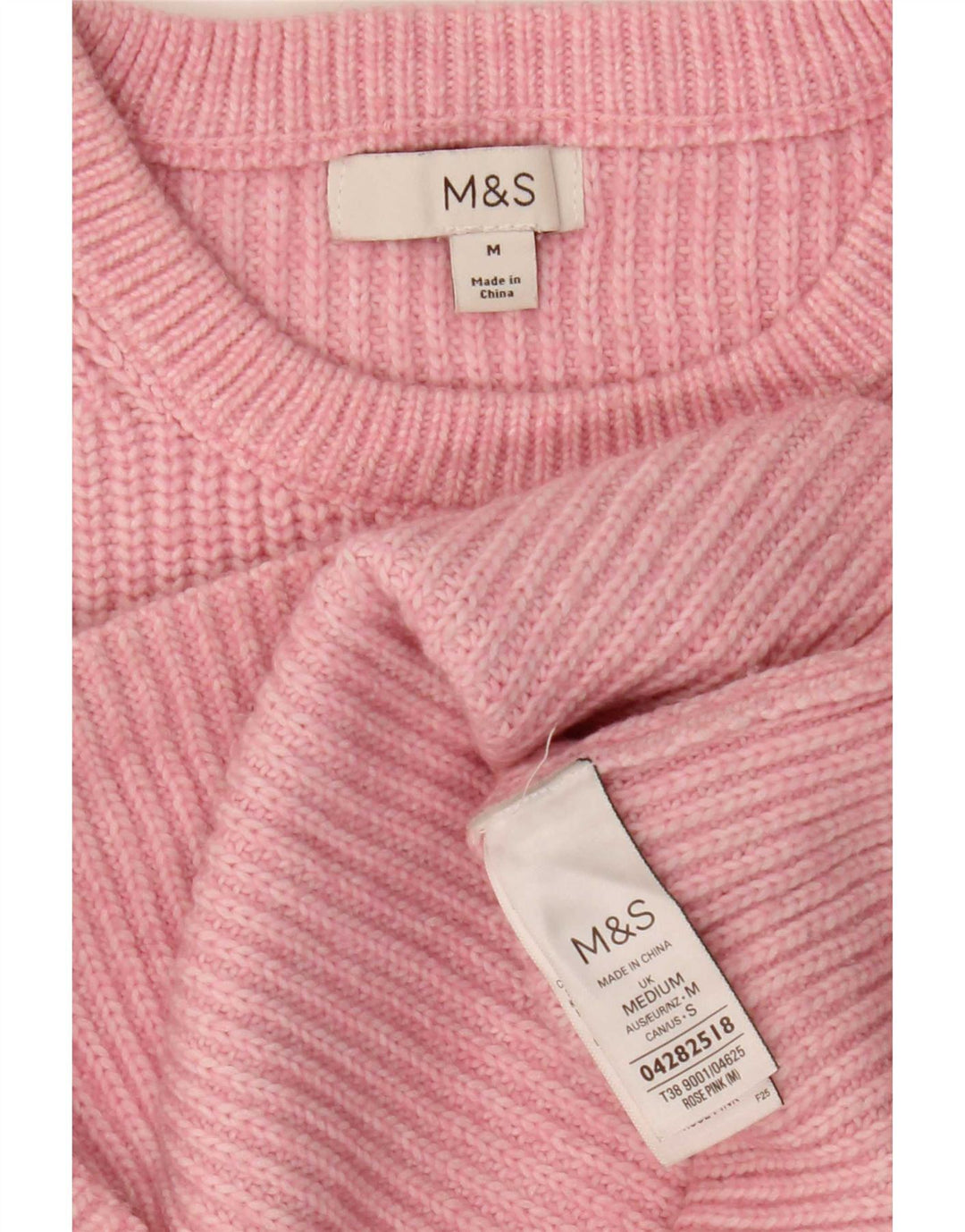 Marks & Spencer Pull col bateau pour femme UK 14 Rose moyen Polyester