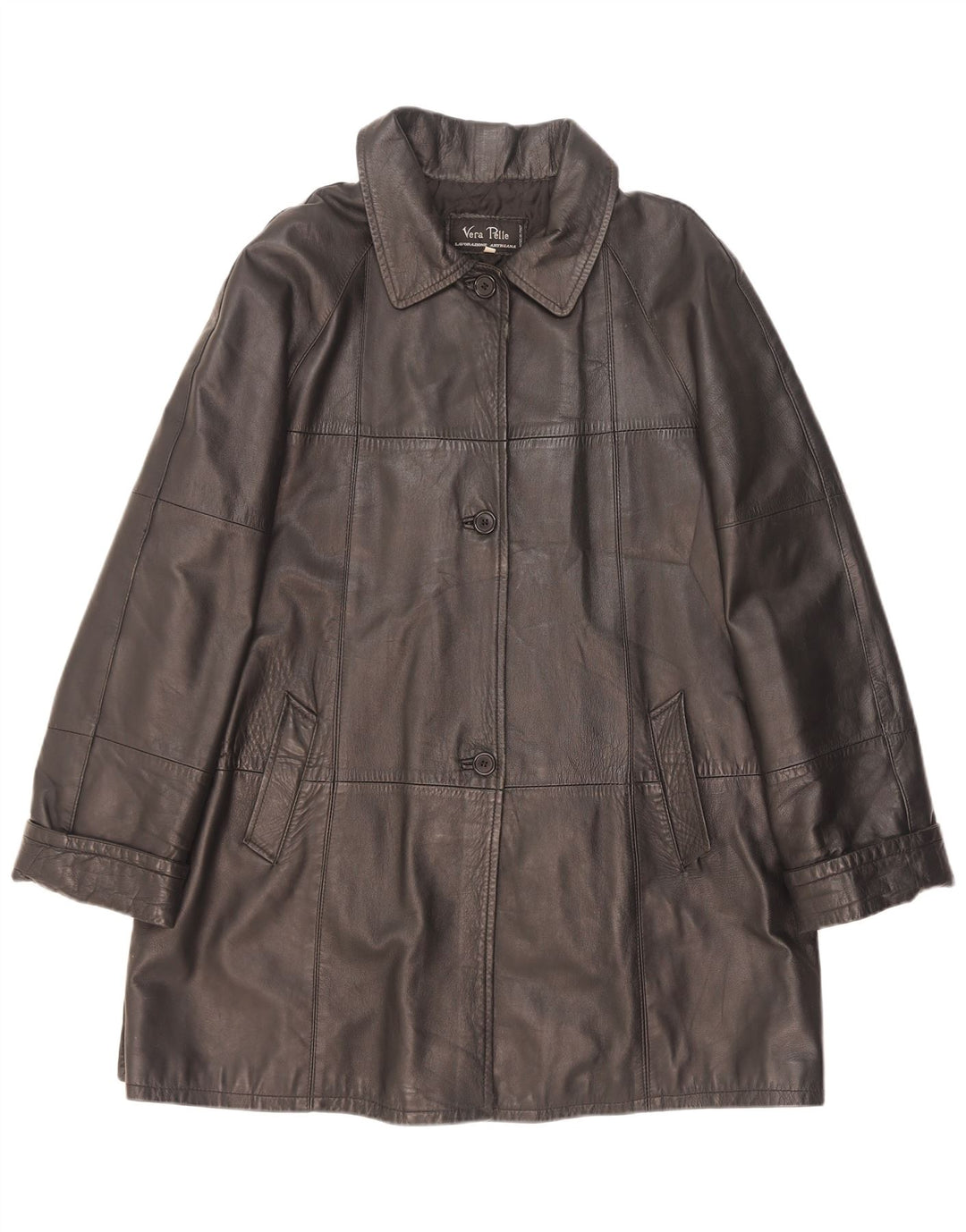 Manteau en cuir femme vintage IT 48 XL Cuir noir