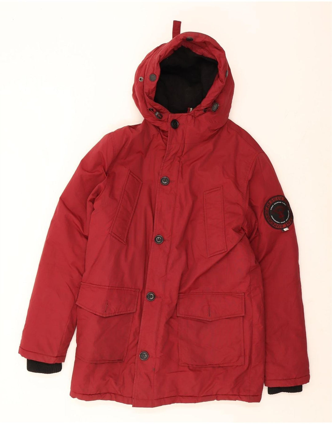 Superdry Veste matelassée à capuche pour hommes UK 38 Nylon bordeaux moyen