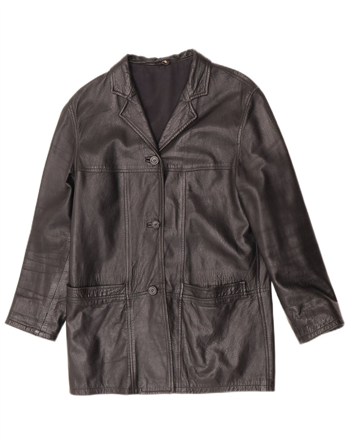 Veste en cuir femme vintage IT 42 Cuir noir moyen