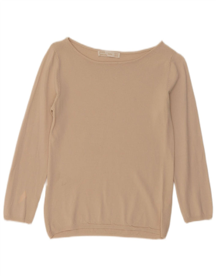 Zara Femme Chemisier Top UK 12 Beige Moyen