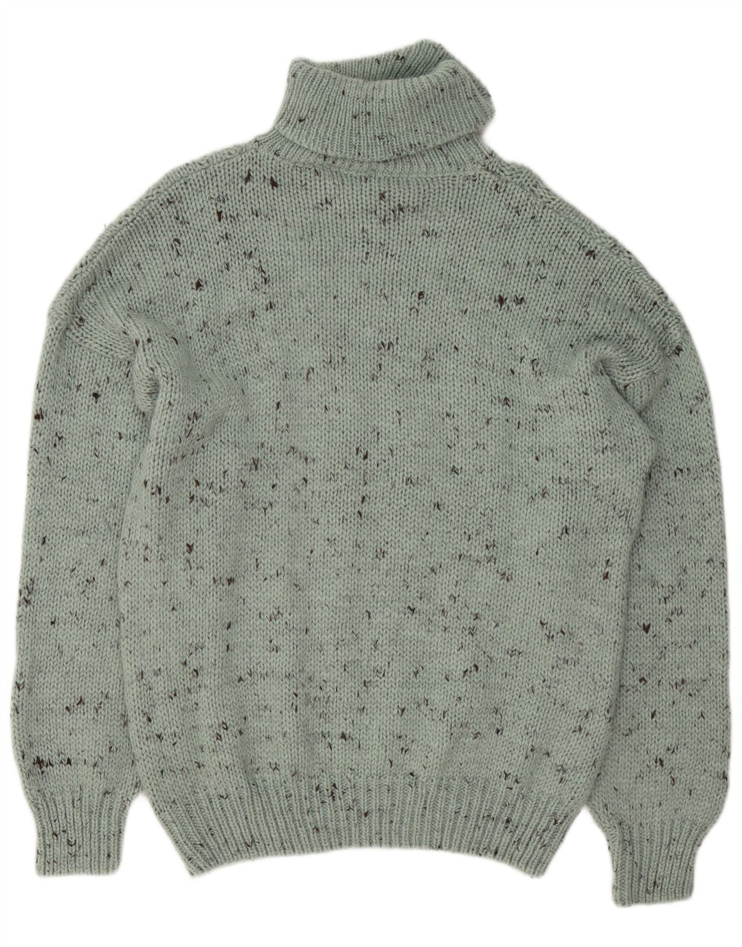 vintage Mens Roll Neck Jumper Pull XL Vert Moucheté Acrylique