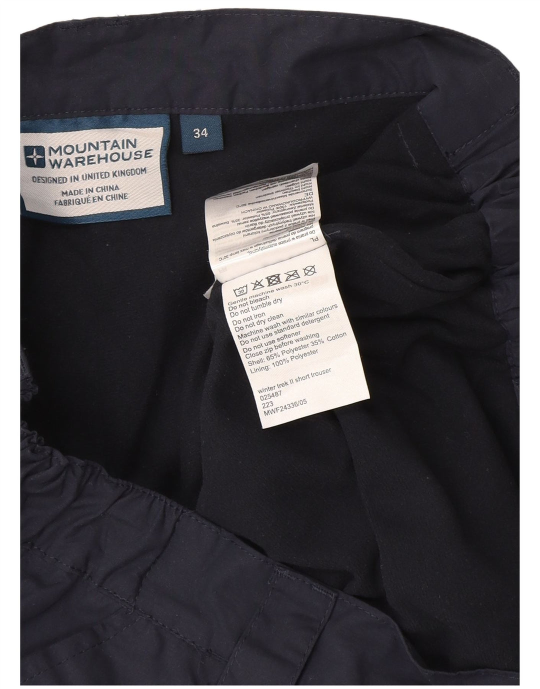 Mountain Warehouse Pantalon Cargo Coupe-Vent Homme W34 L30 Bleu Marine