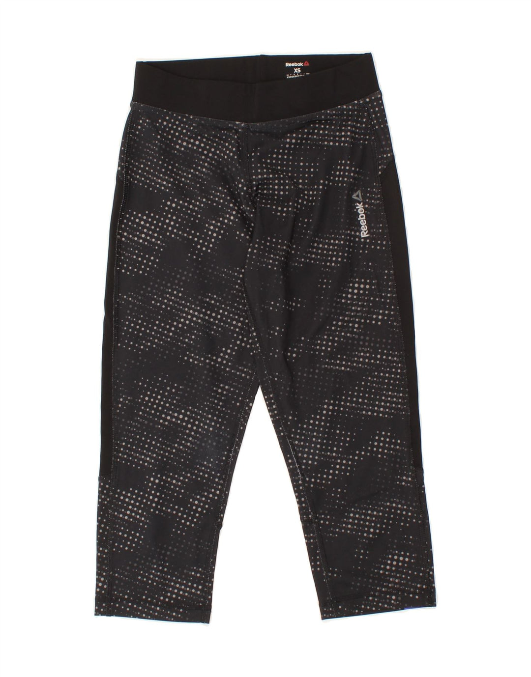 REEBOK Womens Capri Leggings UK 4 XS  Black Spotted Polyester Vintage Reebok and Second-Hand Reebok from Messina Hembry 
