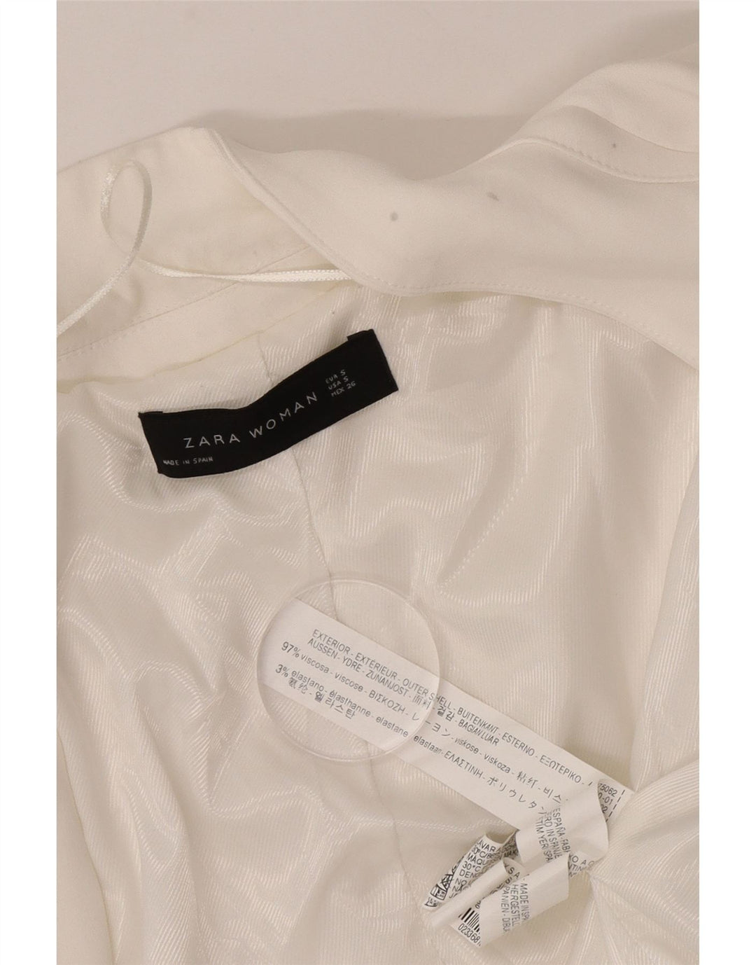 Zara Veste blazer ouverte surdimensionnée pour femme UK 10 Small Blanc