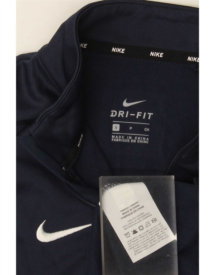 Nike Hommes Dri Fit Zip Neck Sweatshirt Jumper Petit Bleu Marine Polyester
