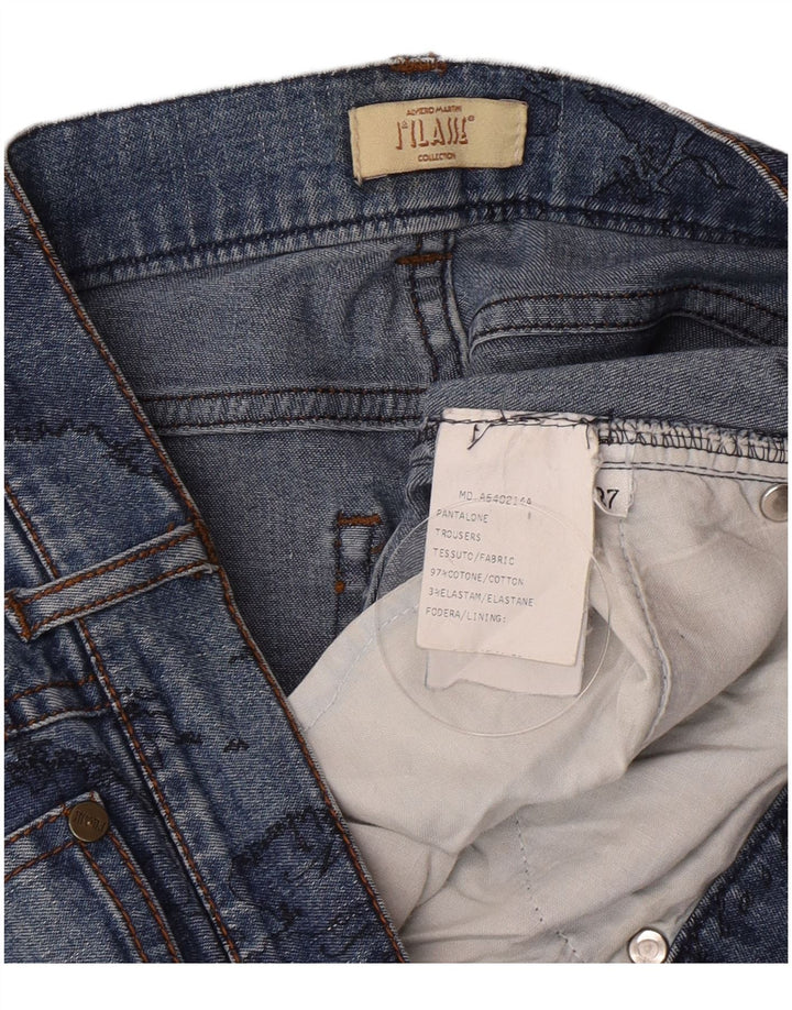 ALVIERO MARTINI Jean Bootcut Graphique Femme W27 L27 Bleu Coton