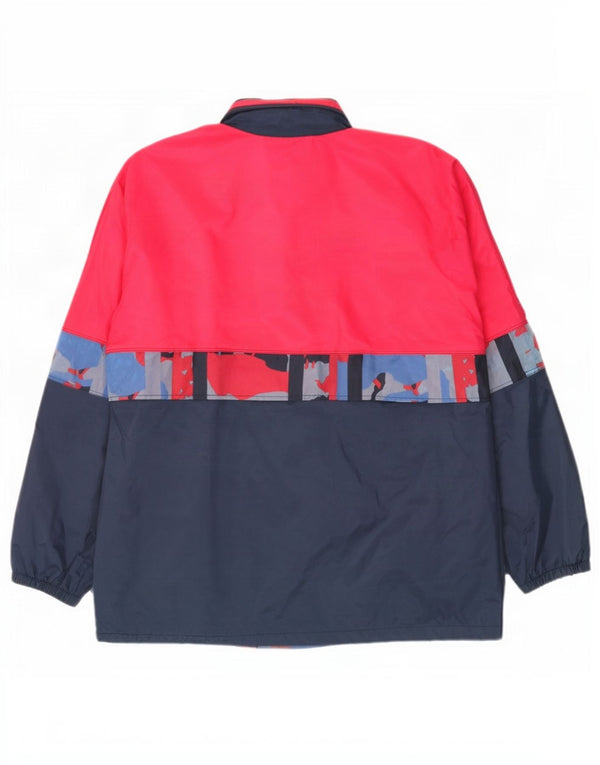 veste de pluie à capuche vintage pour homme UK 38 Medium Navy Blue Colourblock Nylon