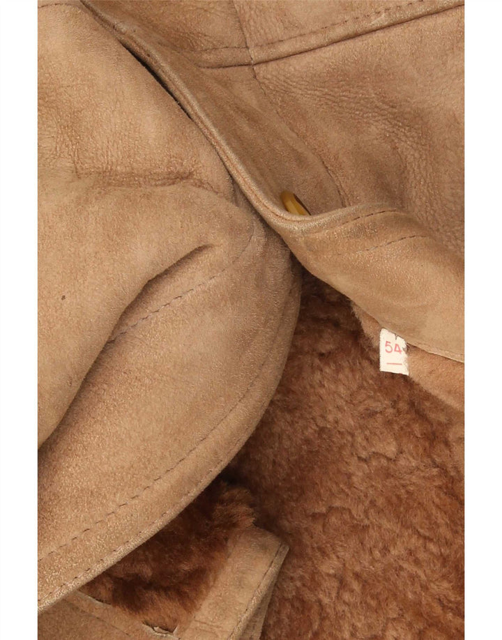 veste en peau de mouton vintage pour hommes IT 54 2XL Marron