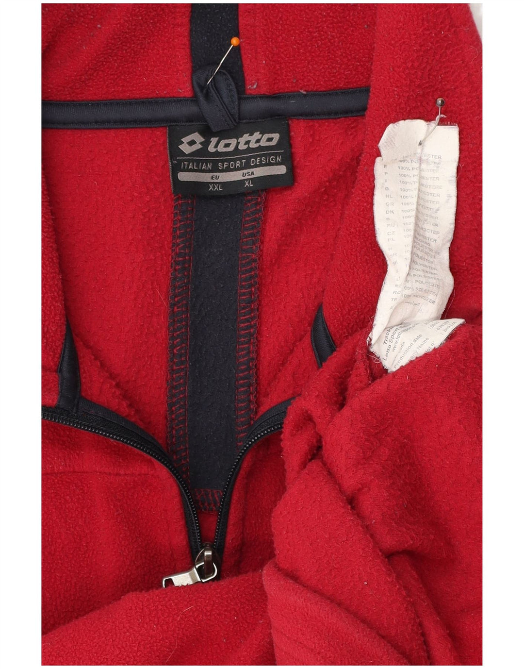 LOTTO Pull Polaire Col Zippé Homme 2XL Rouge Polyester