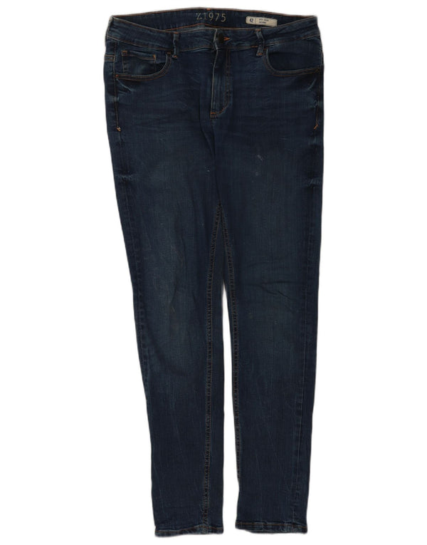 Zara Jean skinny taille moyenne pour femme EU 42 Large W32 L30 Bleu marine Coton