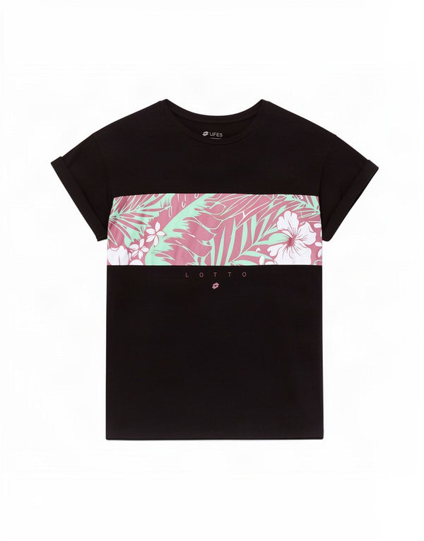 Lotto Life's Graphic T-Shirt Top UK 10 Petit Noir Floral