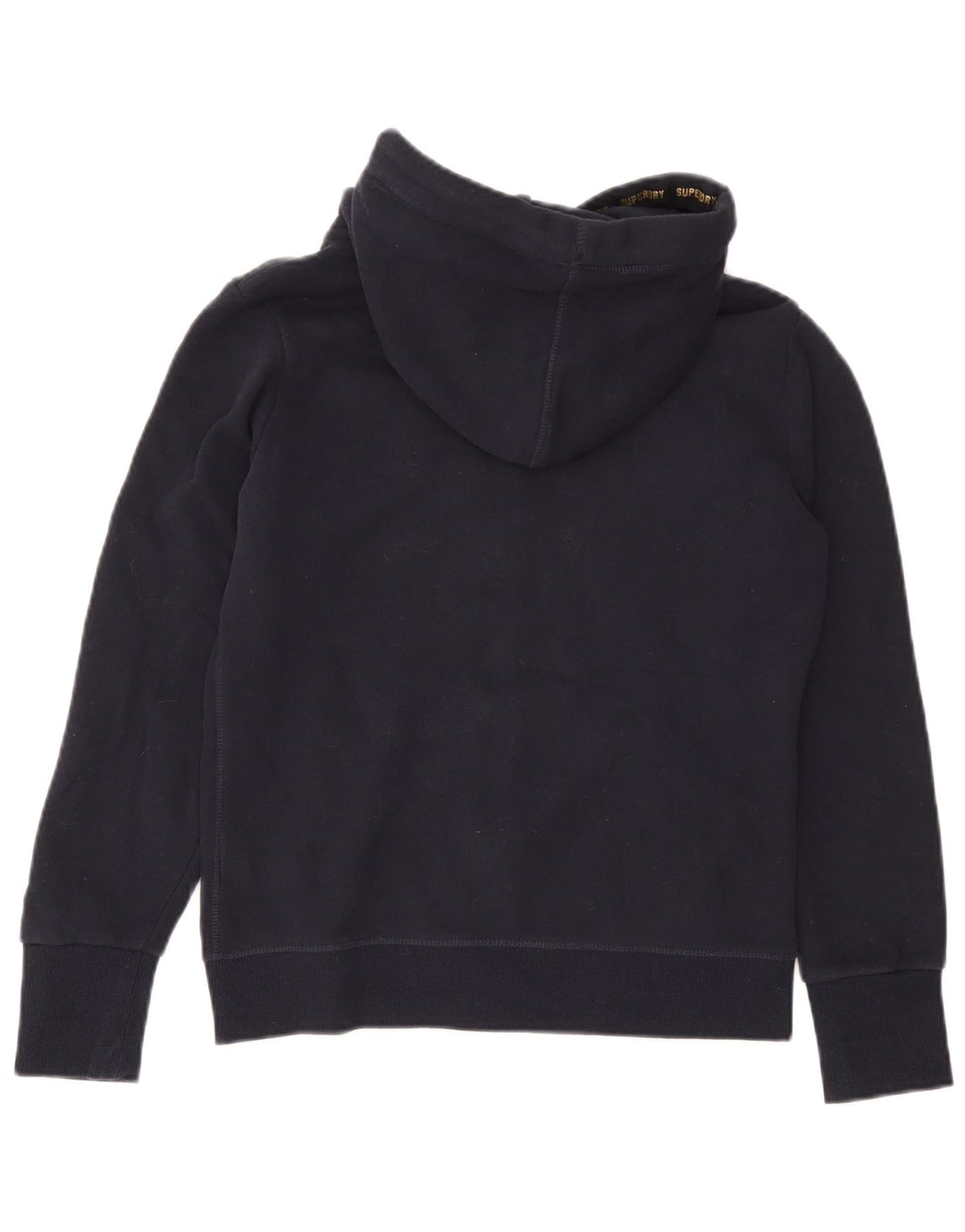 Superdry Pull à capuche zippé graphique pour femme UK 12 Bleu marine moyen Coton