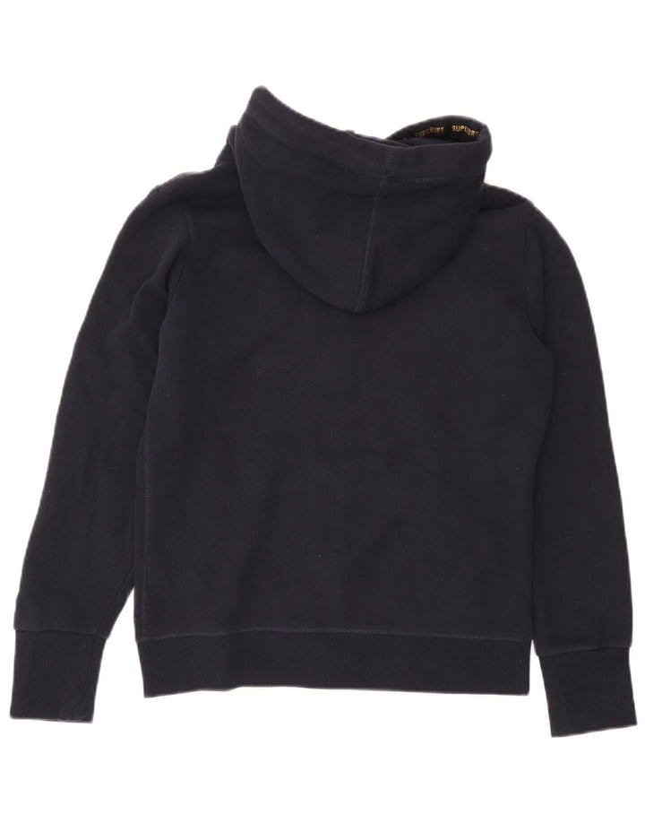 Superdry Pull à capuche zippé graphique pour femme UK 12 Bleu marine moyen Coton