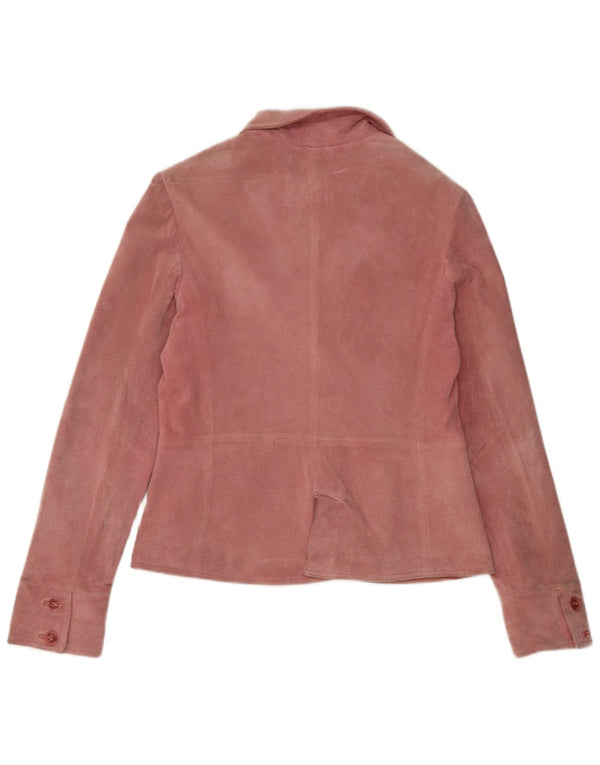 VINTAGE Veste blazer en daim à 2 boutons pour femme IT 46 Grand cuir rose