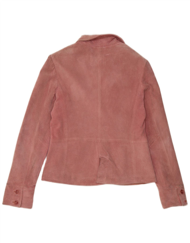 VINTAGE Veste blazer en daim à 2 boutons pour femme IT 46 Grand cuir rose
