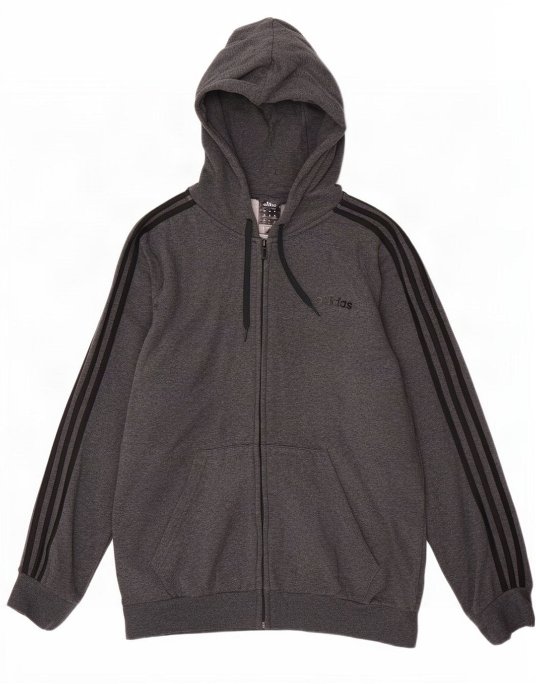 Adidas Pull à capuche zippé pour homme Grand coton gris