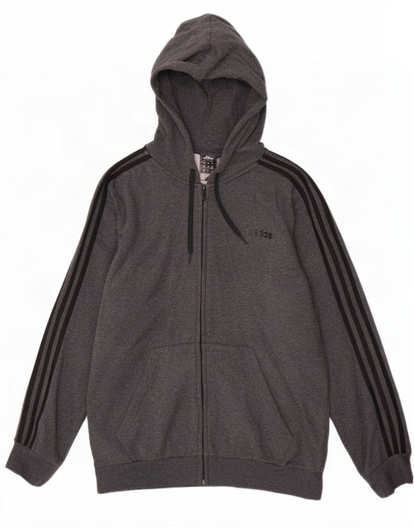 Adidas Pull à capuche zippé pour homme Grand coton gris