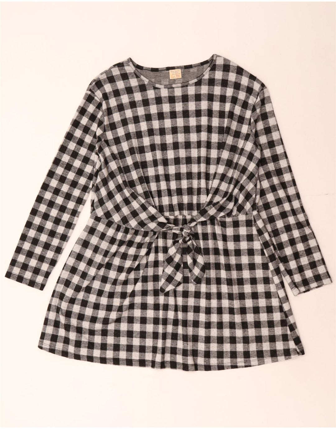 Zara Robe basique à manches longues pour fille 13-14 ans Vichy noir