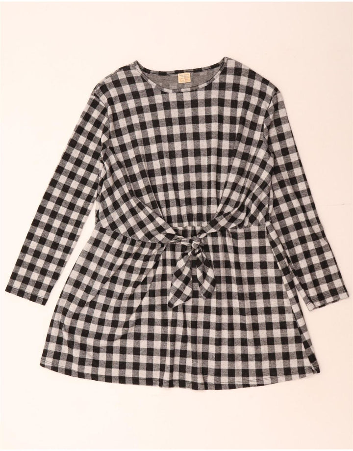 Zara Robe basique à manches longues pour fille 13-14 ans Vichy noir
