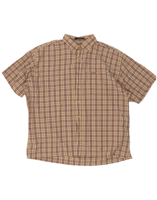 Chaps Ralph Lauren Chemise à manches courtes pour hommes 2XL Coton à carreaux beige
