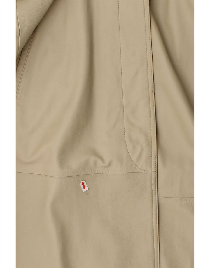 VINTAGE Manteau en cuir femme UK 18 XL Beige