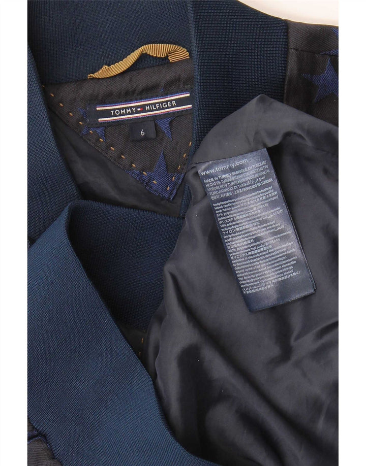 Tommy Hilfiger Veste Bomber Femme US 6 Moyen Bleu Marine Géométrique