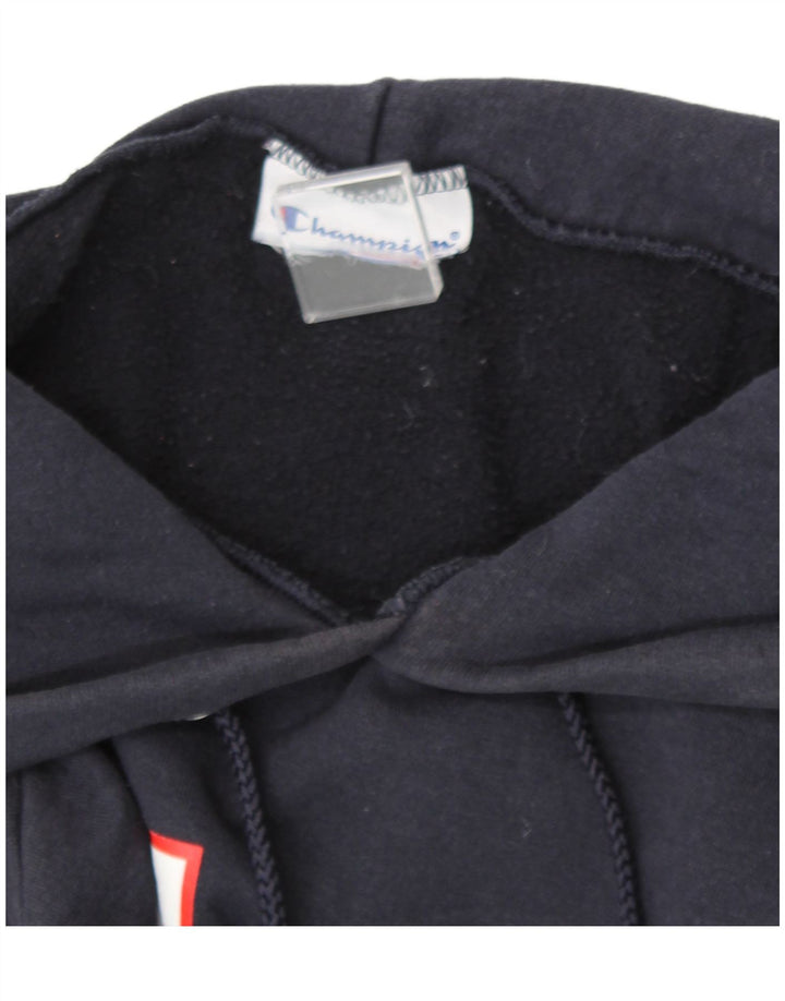 CHAMPION Mens Graphic Hoodie Jumper Medium Navy Blue Vintage Champion and Second-Hand Champion from Messina Hembry 