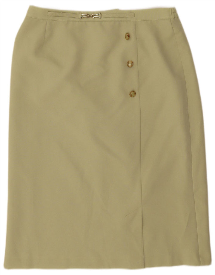 AFIBEL Womens Midi Skirt UK 16 Large W34  Green Polyester