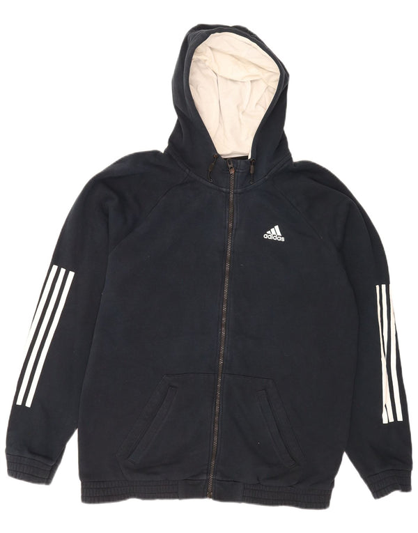 Adidas Pull à capuche zippé pour homme UK 42/44 Grand coton bleu marine
