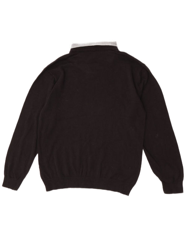 Pierre Cardin Pull Col V Homme XL Noir Carreaux Coton