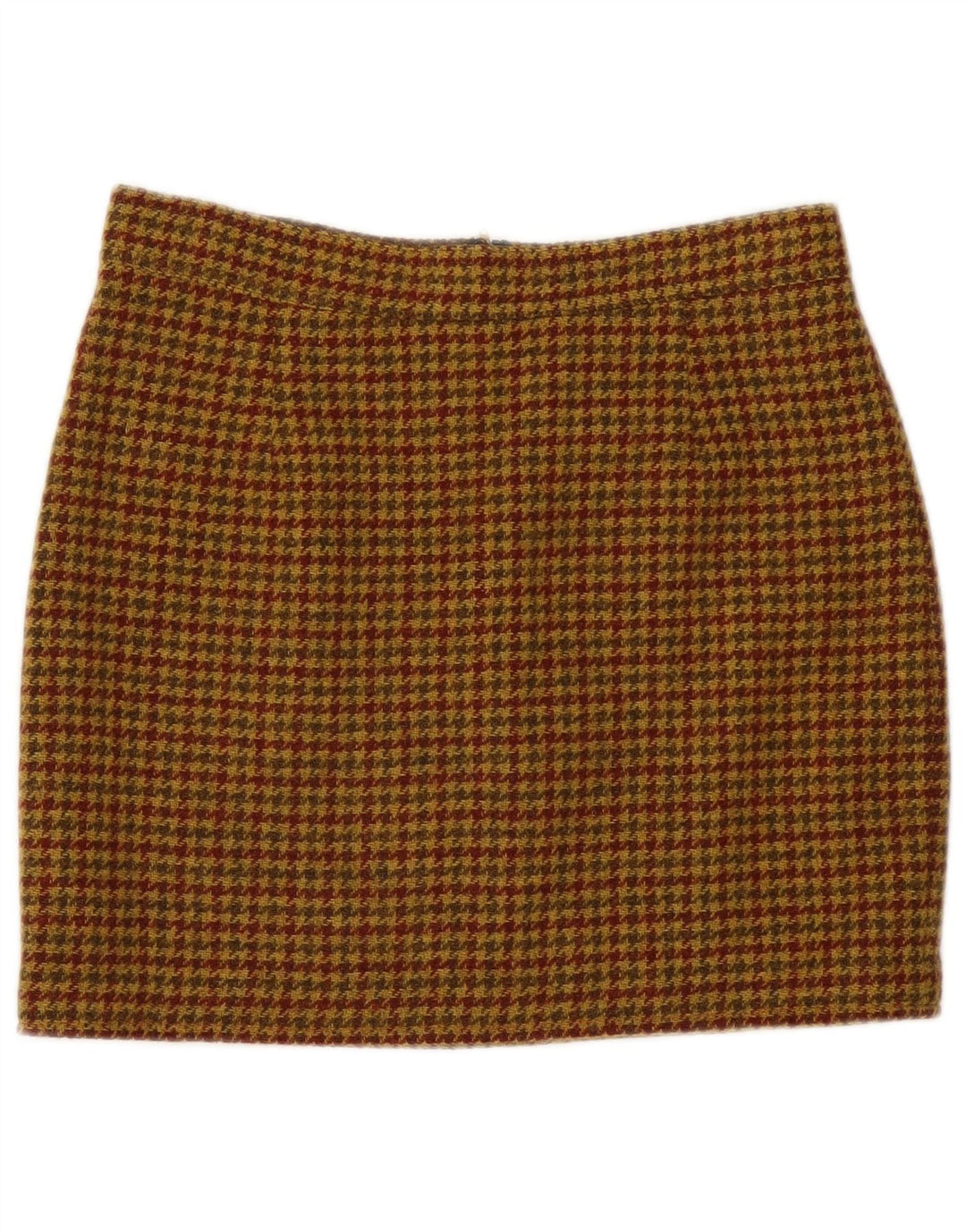 Mini jupe femme vintage IT 46 Large W30 laine pied-de-poule marron