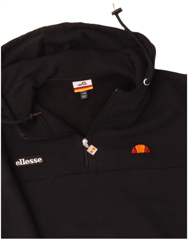 ELLESSE Pull à capuche et col zippé pour homme en coton noir moyen