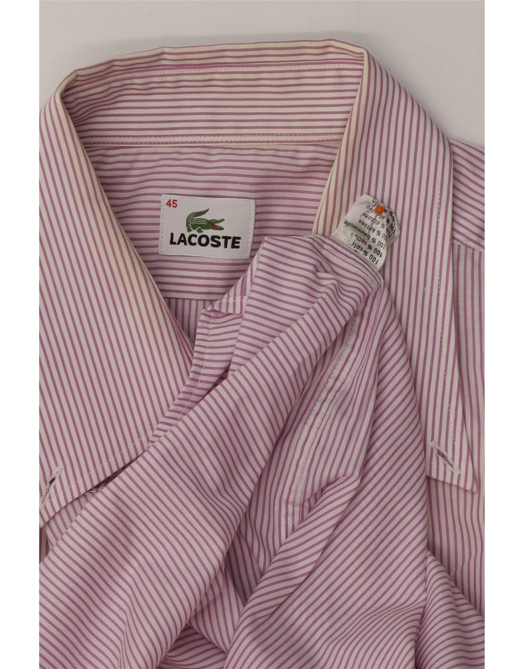 LACOSTE Chemise à manches courtes homme Taille 45 XL Coton à fines rayures violet