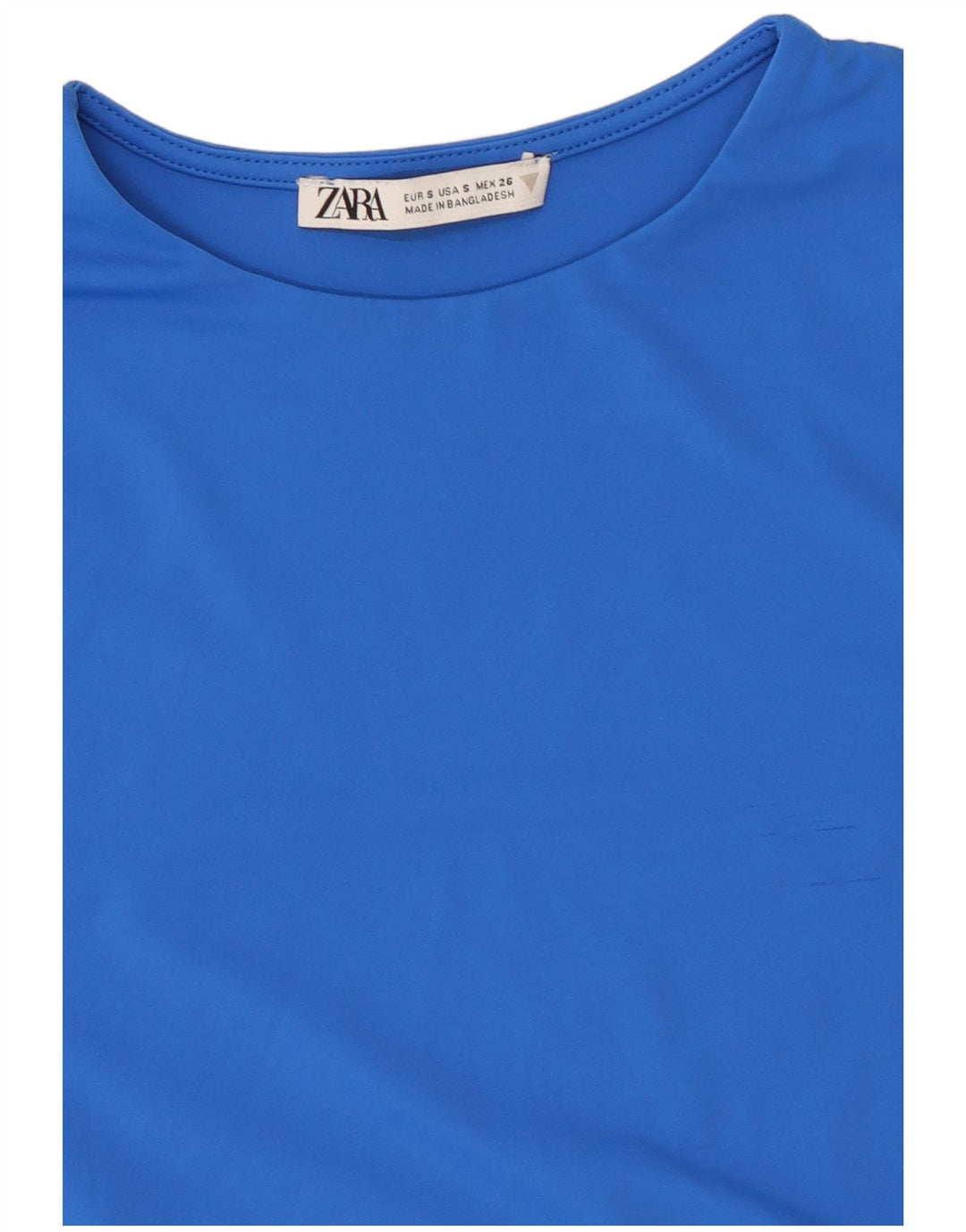 Zara Womens Crop T-Shirt Top UK 8 Petit Bleu