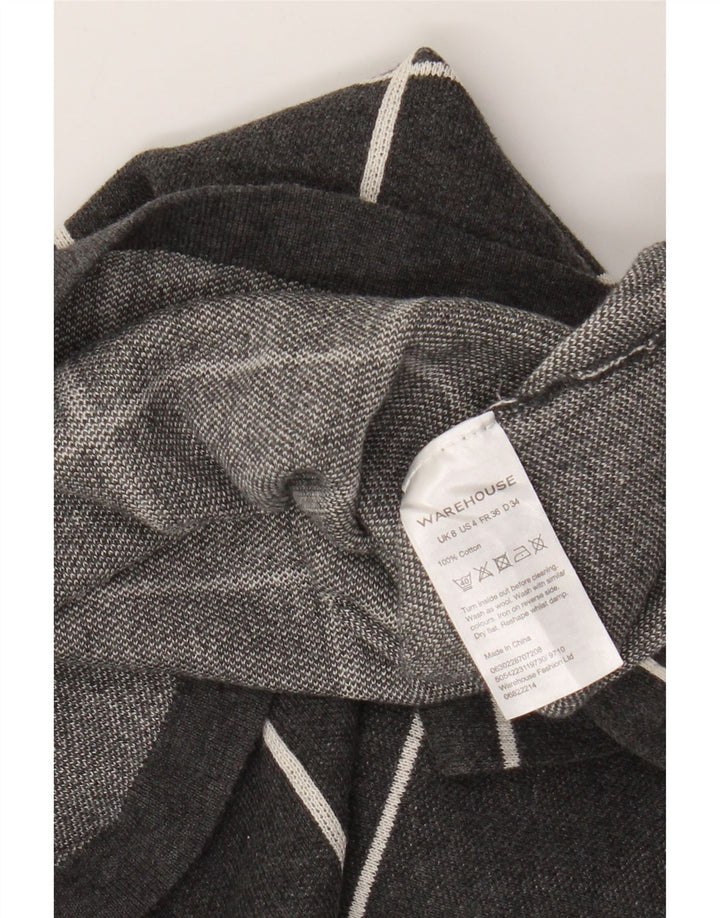 Warehouse Pull court à col roulé pour femme UK 8 Petit carreaux gris