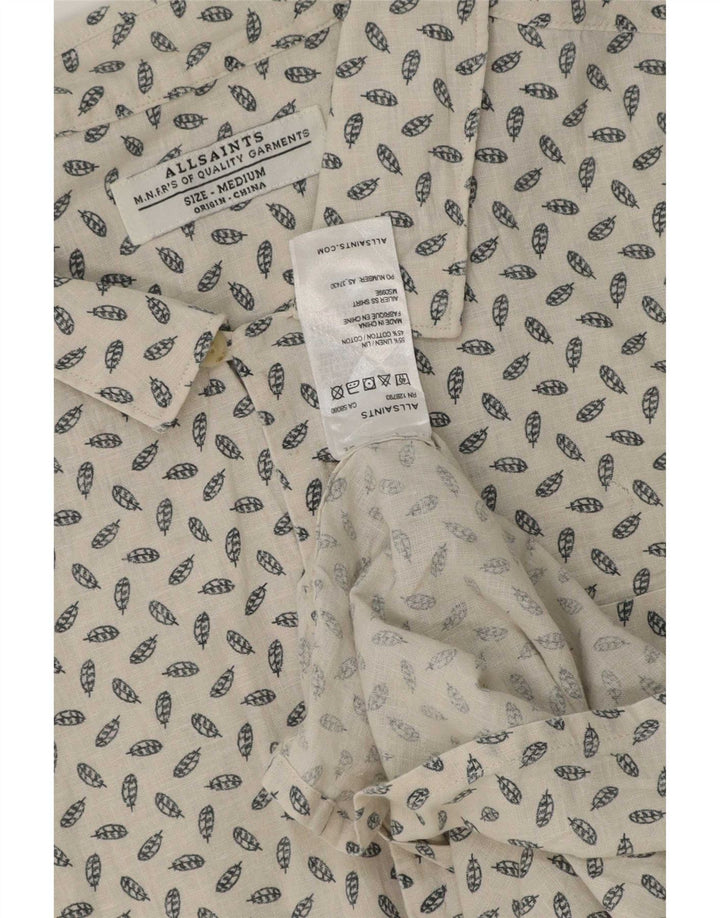 All Saints Chemise à Manches Courtes Homme Blanc cassé à pois