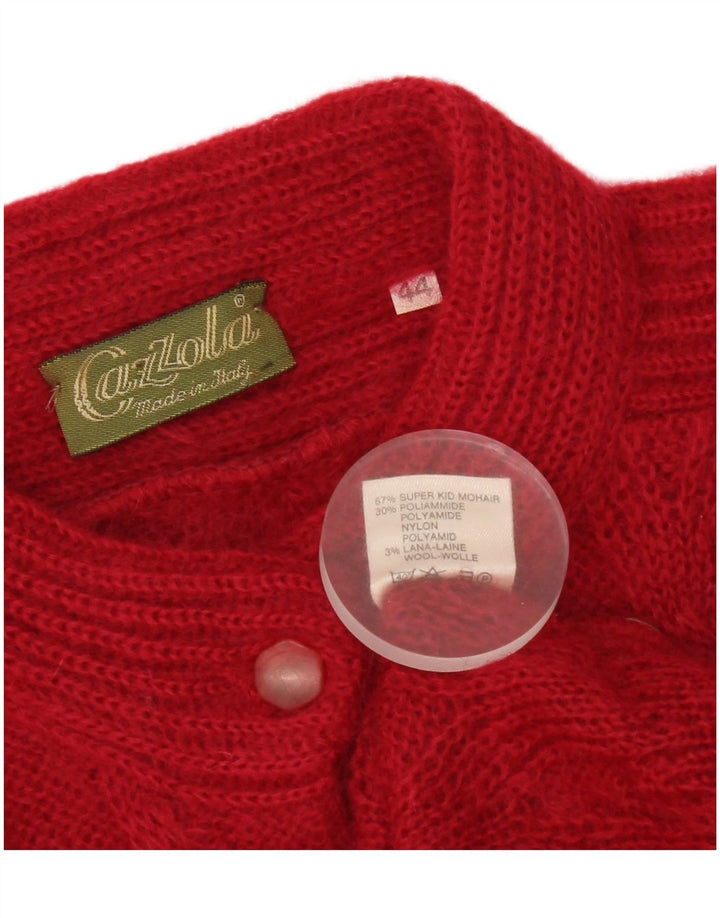vintage Femme Cardigan Pull IT 44 Moyen Rouge Mohair