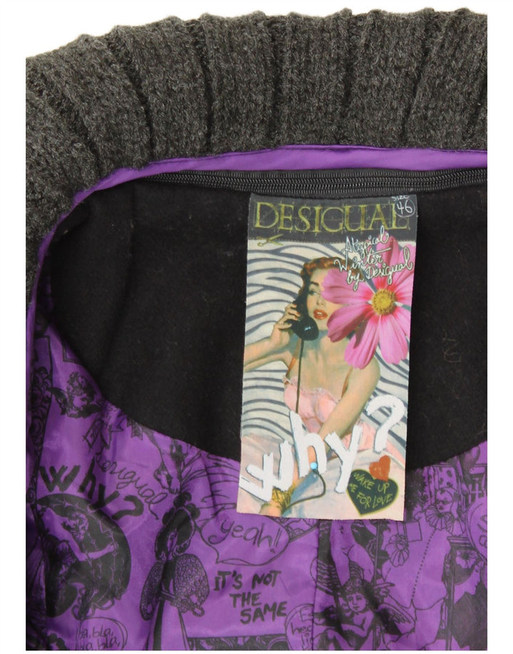 DESIGUAL Womens Overcoat EU 46 XL Black Polyester