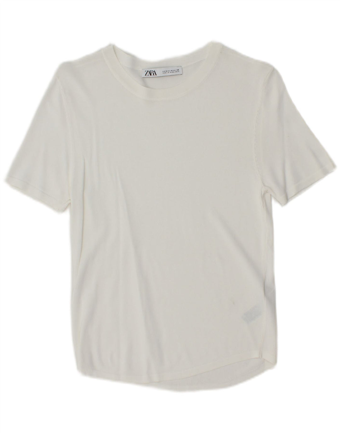ZARA Femme T-Shirt Top UK 12 Medium Blanc Viscose