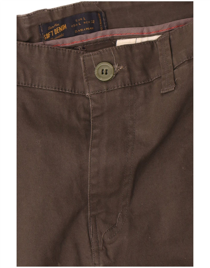 Zara Pantalon Chino Slim Homme Large W32 L30 Kaki